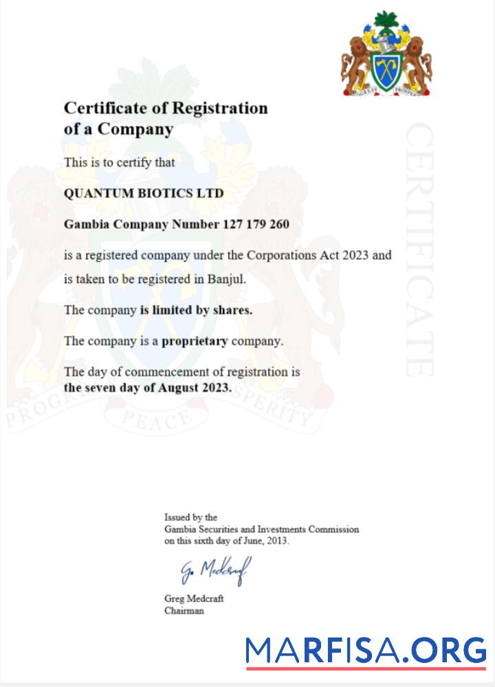 Printable Gambia certificate of registration Word and PDF template